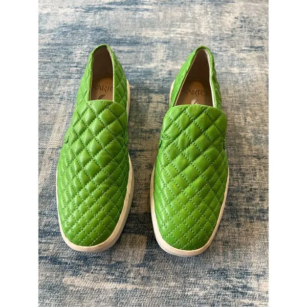 Franco Sarto Green Quilted Leather Platform Sneaker Size 6.5 - Image 3