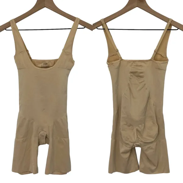 Spanx Open Bust Mid Thigh Bodysuit Tan Nude Convertible Shapewear Womens XLarge - Image 3
