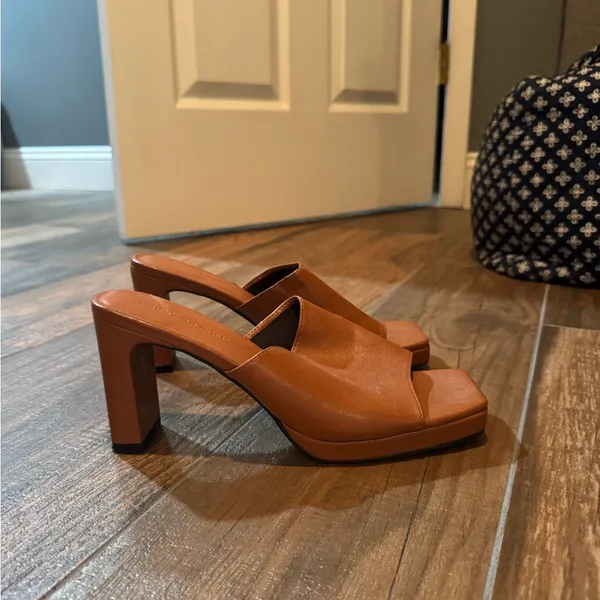 Princess Polly Brown Leather Heels - Image 2