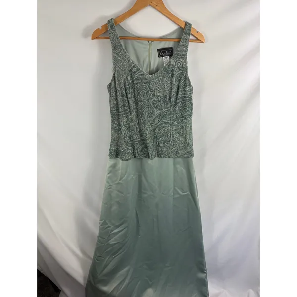 Alex Evenings Mother of the Bride Elegant Green Gown and Jacket Size 10 - Image 6