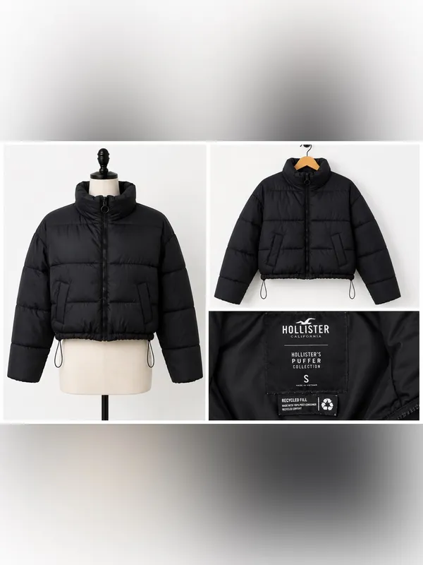 Hollister California Cropped Puffer Jacket – Size Small - Image 2