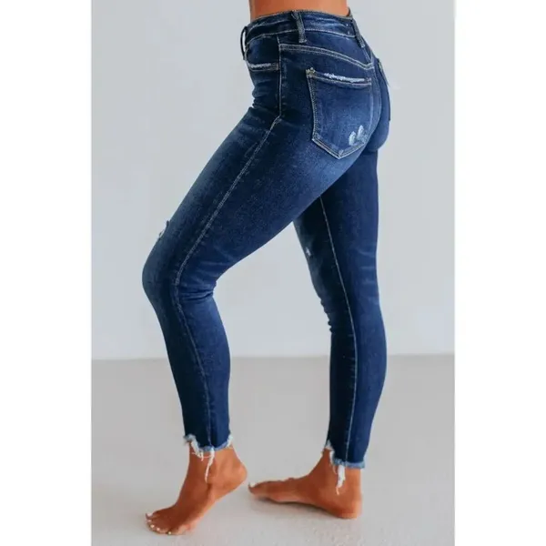 Vervet Darker Blue High Rise Raw Hem Ankle Cropped Stretchy Jeans 32 - Image 10