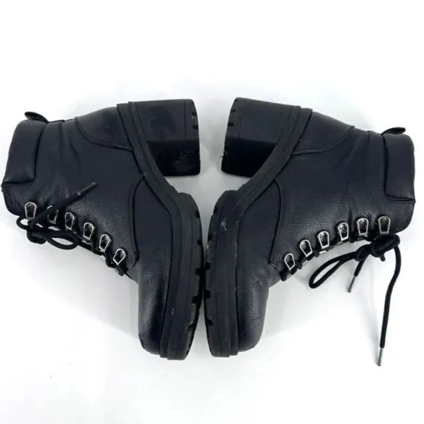 No Boundaries Y2K Black platform block heel boots 90s size‎ 7 moto biker lace up - Image 3