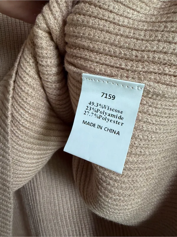 Pretty Garden Ribbed Knit Sweater XL NWT Contrast Stitch Mock Neck Tan - Image 6
