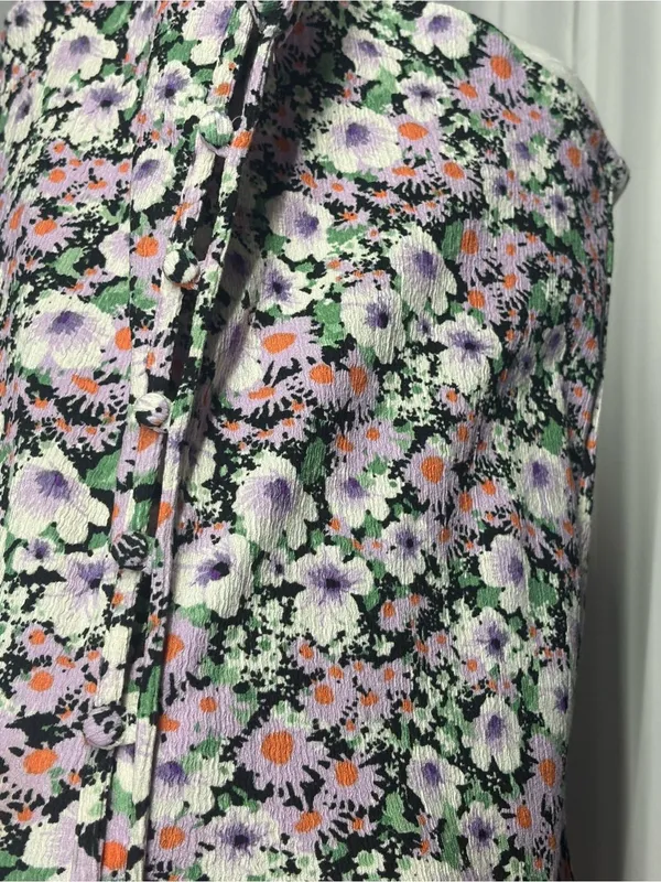 Anthropologie Black Multi Floral Ruffle-Sleeve Camisole Size M - Image 6