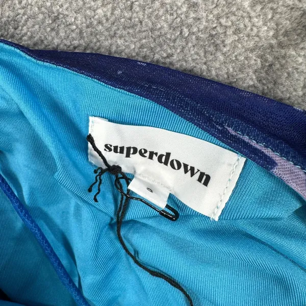 Superdown Lissie Cami Tank Top Size Small Blue Ruched Mesh Spaghetti Strap Fairy - Image 4