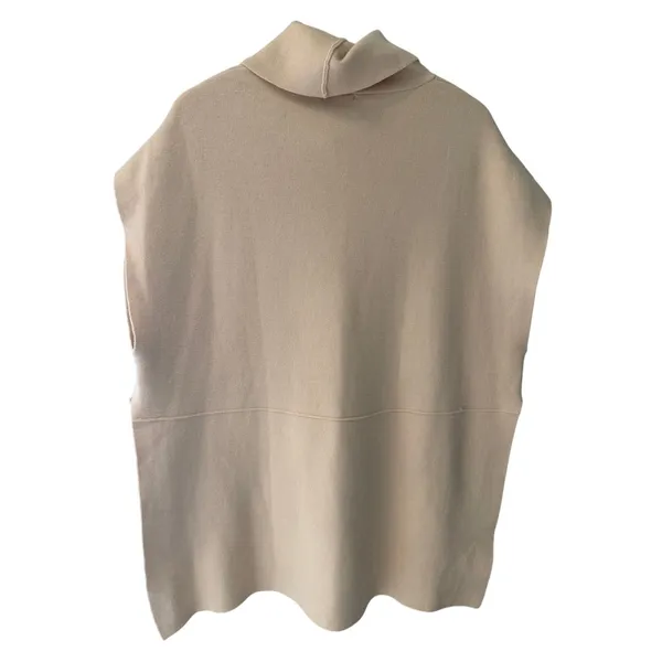 Kerisma Oversized Sweater Vest Cream Angora Blend Mock Neck Pocket S/M - Image 5