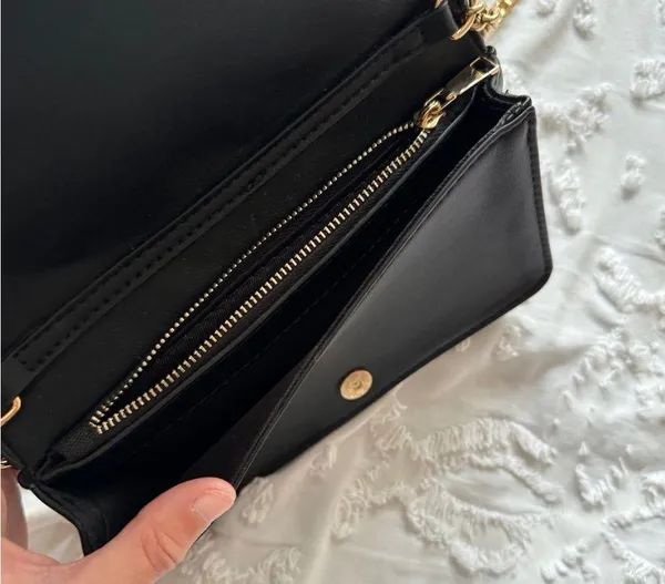 Black Leather Gold Chain Purse - Image 4