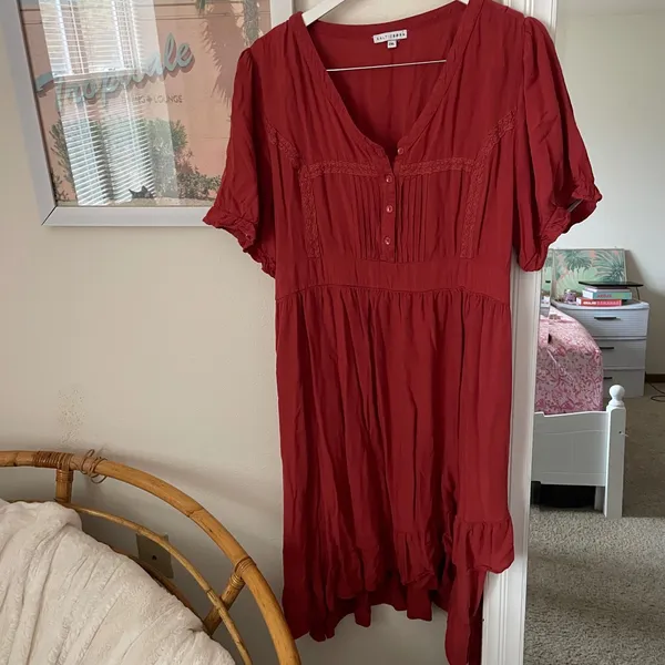 Baltic Born Hannah Ruffle Midi Dress in Burnt Orange 2XL - Image 2