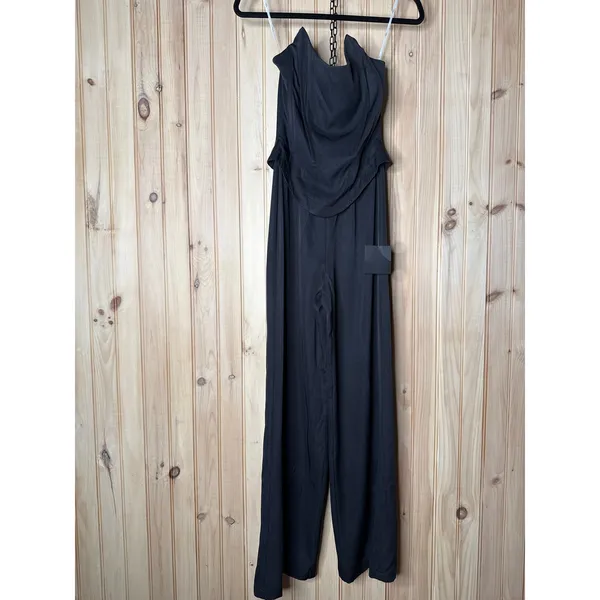 NWT Lulus Jumpsuit Polished Charisma Black Strapless Jumpsuit Party Cocktail XS - Image 2