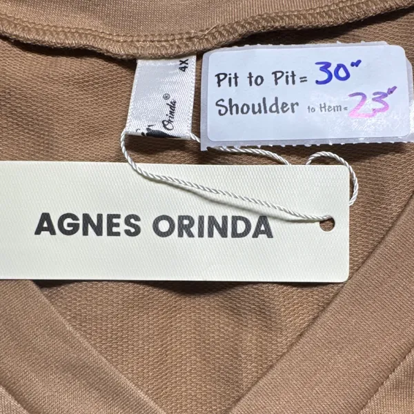 Agnes Orinda V-Neck T-Shirt Relaxed Fit Casual Everyday Top‎ 4X Cropped - Image 2