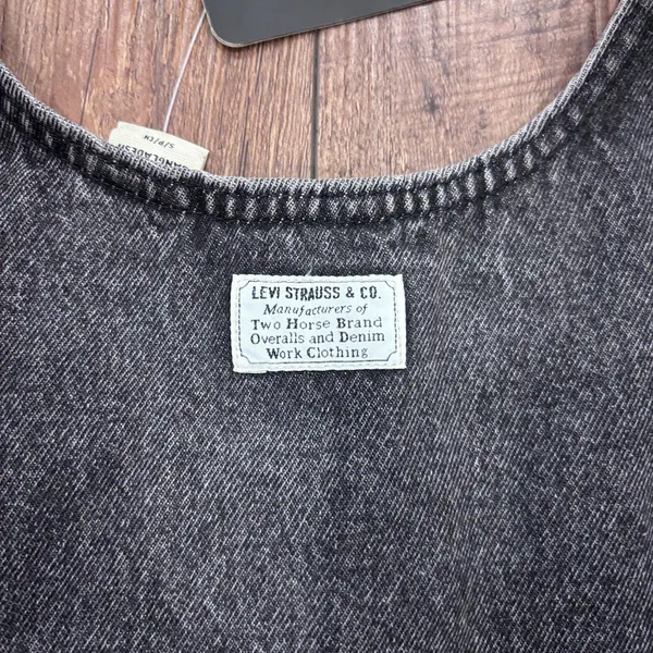 NWT Levi’s Y2K Black Acid Wash Denim Dress Women's Small Button Front Sleeveless - Image 14