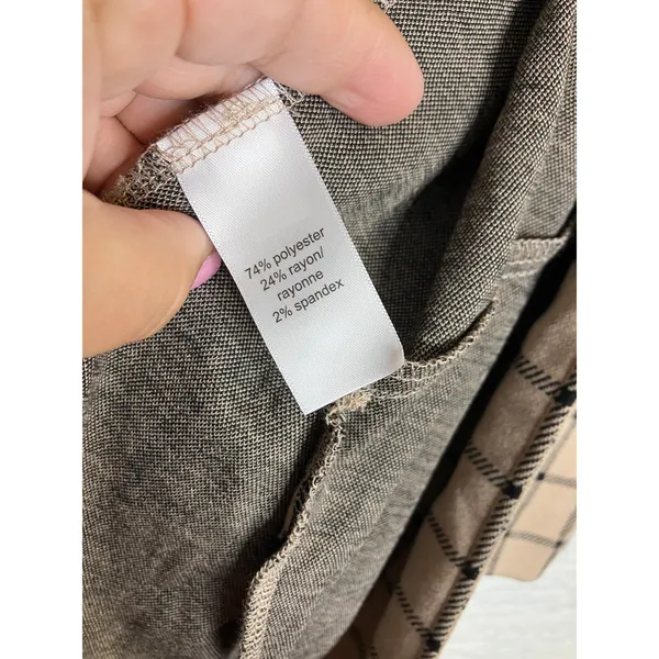 Maurices Plaid Open Front‎ Cardigan Blazer Womens XL Tan Black Excellent Pockets - Image 5