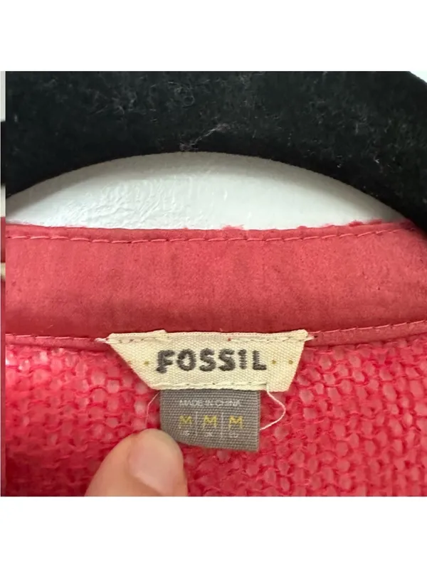Fossil Mohair Blend Button Front V Neck Cardigan Sweater Womens Medium Pink - Image 4