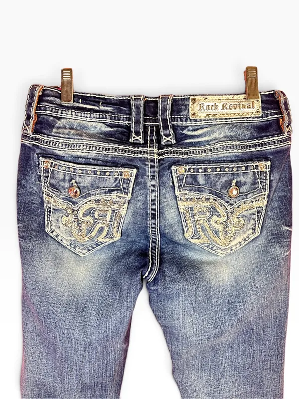 Rock Revival Sundee Easy Skinny Jeans Size 26 Rhinestone Bling Y2K - Image 10