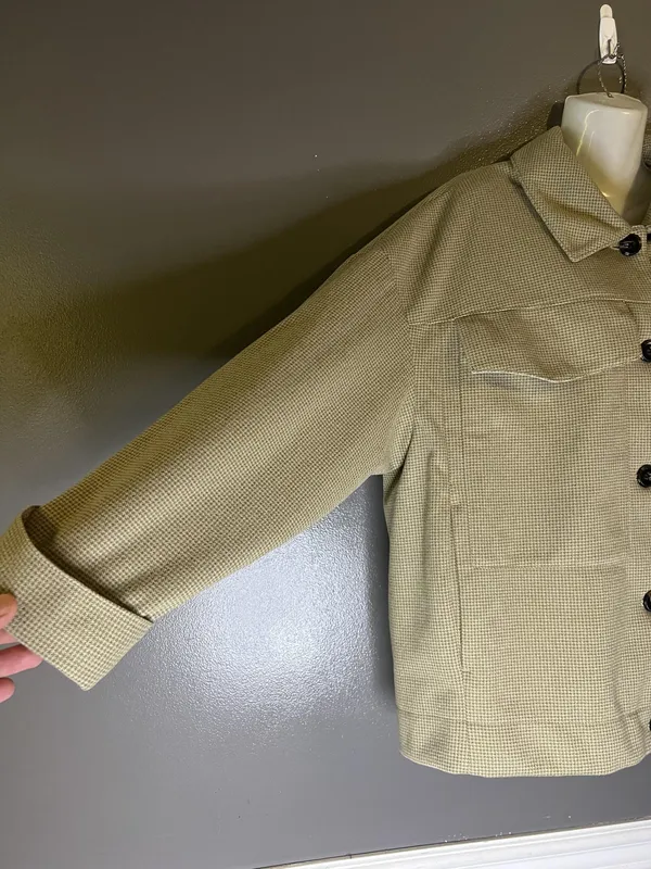 Maeve Anthropologie Jacket Womens Large Beige Tweed Button Front Lined Pockets - Image 7