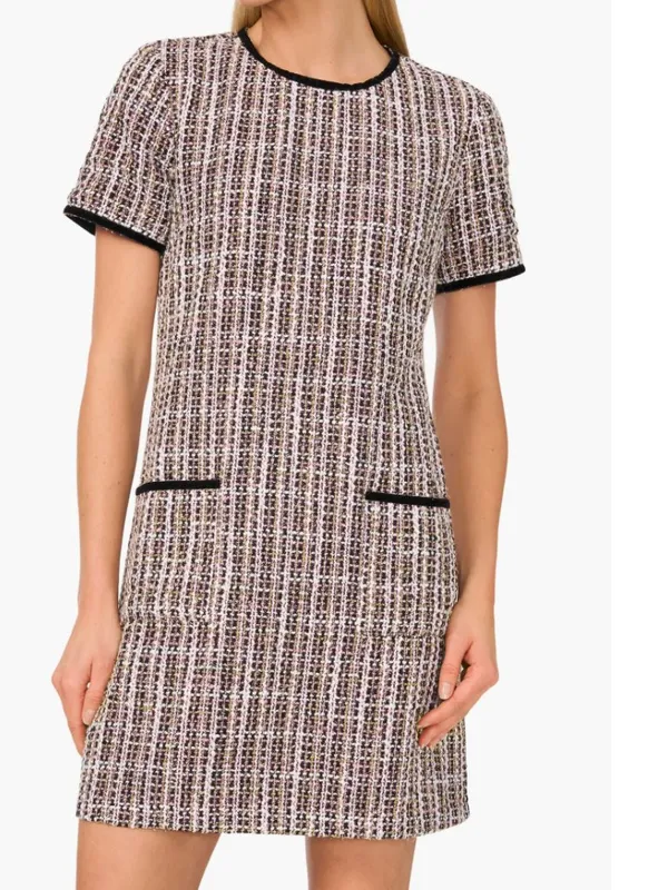 NWT $159 CECE Tweed Shift Dress Time To Shine Rich Black Wool Blend Oversize - Image 5