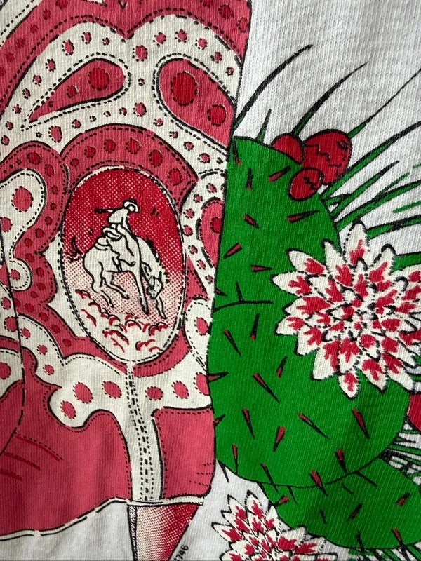 Vintage 90s Arizona Cotton Tank Top Cowgirl Boots Cactus Southwestern XL - Image 5