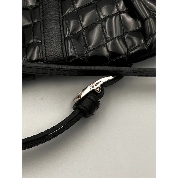 Brighton Black Croc Embossed Patent Leather Small Crossbody‎ Bag Designer Purse - Image 4