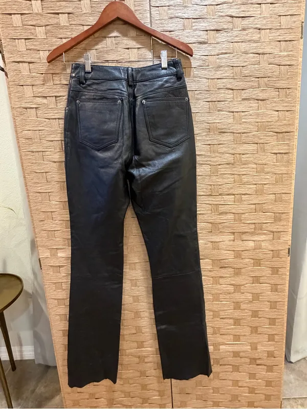 Vintage Maxima Wilson’s Genuine Leather Pants Size 4 Black 90s Y2K Straight Leg - Image 5