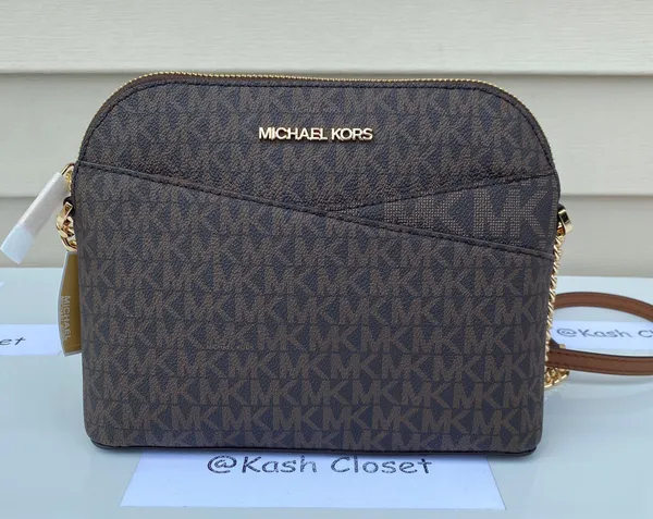 Michael Kors JET Set Travel Dome Medium Crossbody Bag - Brown - Image 4