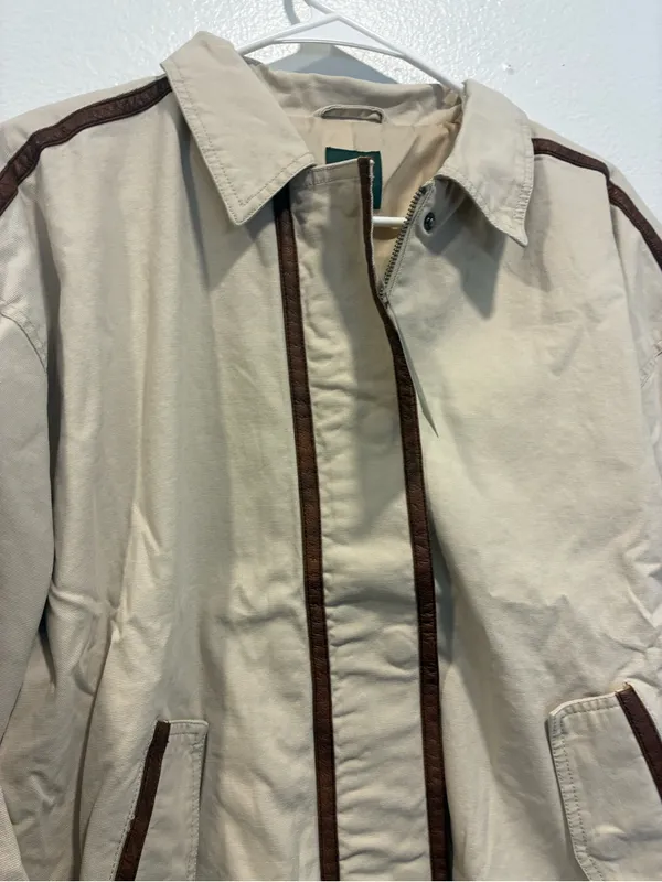 wild fable Cream Bomber Jacket with Brown Faux Leather Trim Medium NWT - Image 8