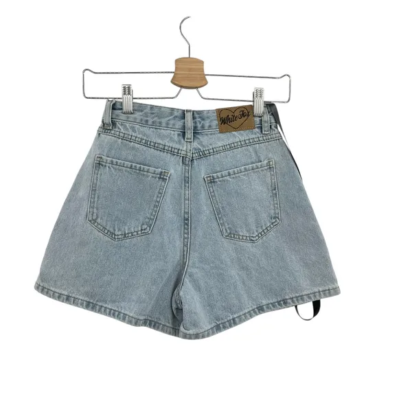 White Fox Boutique Hurt Feelings Denim Shorts Powder Blue Wash Size‎ XXS - Image 5