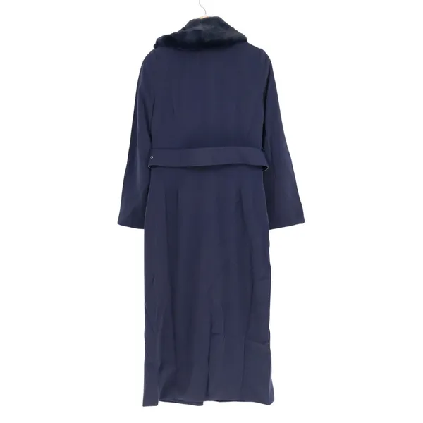 Naked Wardrobe The Statement Trench Coat Womens XS Navy Fur Shawl Collar Stretch - Image 4