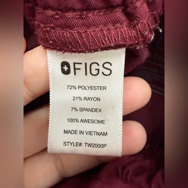 Figs Yola Skinny Burgundy Scrub Pants for Women (Size XXS/P) - Image 10