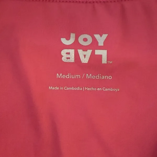 JoyLab Women's High Neck‎ Zip Up Sports Bra Hot Pink Medium Barbie Gym Workout - Image 8