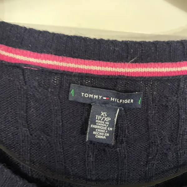 Tommy Hilfiger Wmns Long-Sleeve Cable Knit Sweater Round Neck Navy Blue XS - Image 3