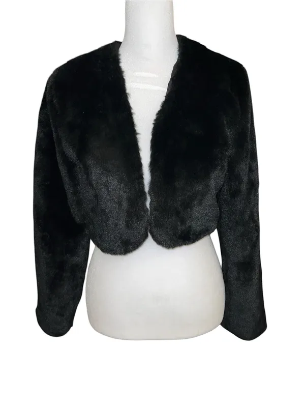 Allegra k Black Faux Fur Bolero Jacket - Image 2