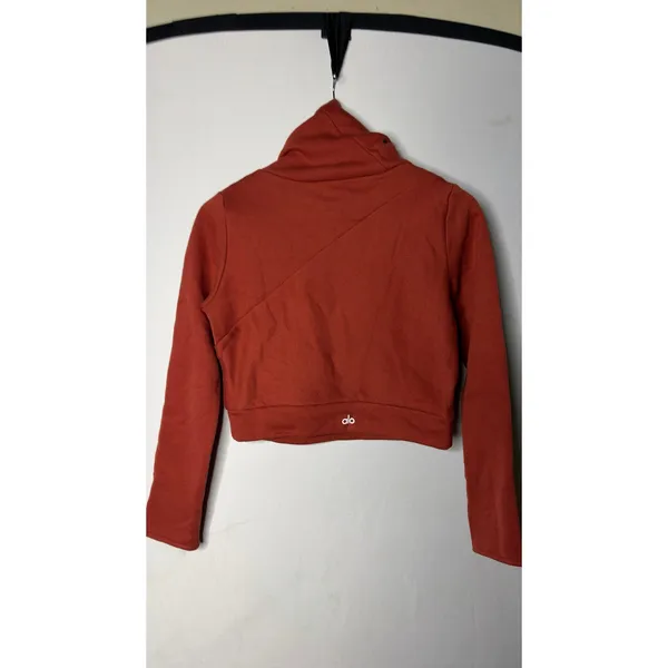 Alo Yoga Soleil Cropped Turtleneck Long Sleeve Top in a burnt orange sz S - Image 5
