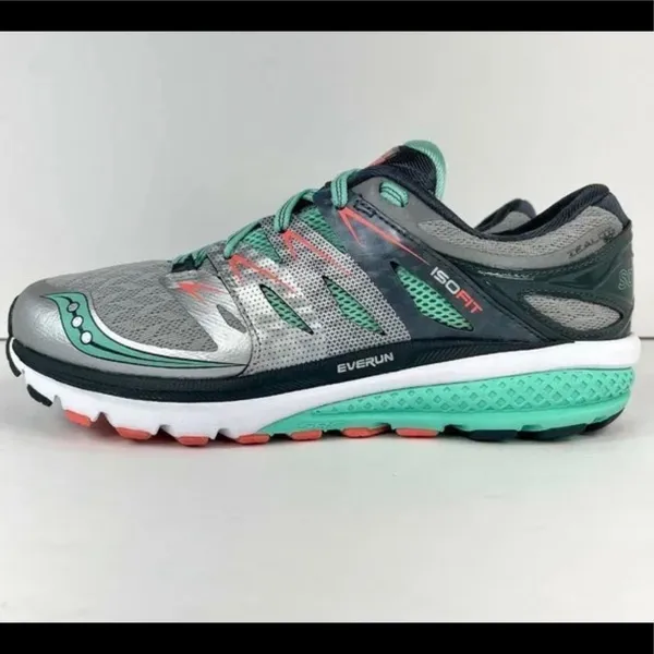 Saucony Zealot ISO 2 Women's Size 7.5 Silver Mint Black Running Shoes S10314-1 - Image 9
