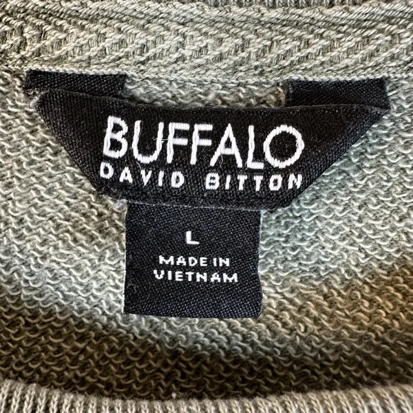 Buffalo David Bitton Olive Green Oversized Crewneck Sweatshirt Large Side Slits - Image 3