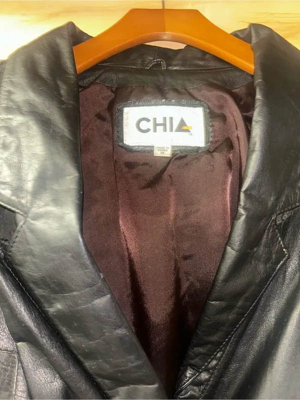 Women's 80’s VTG Black Leather Cropped Belted Jacket Size M - Image 9