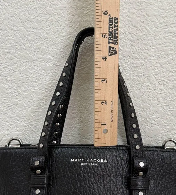 MARC JACOBS Mini T Tote Stud Black Pebbled Leather Crossbody Bag NO STRAP - Image 9