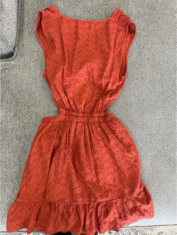 ZARA Eyelet Embroidered Mini Dress Burnt Orange - Image 3