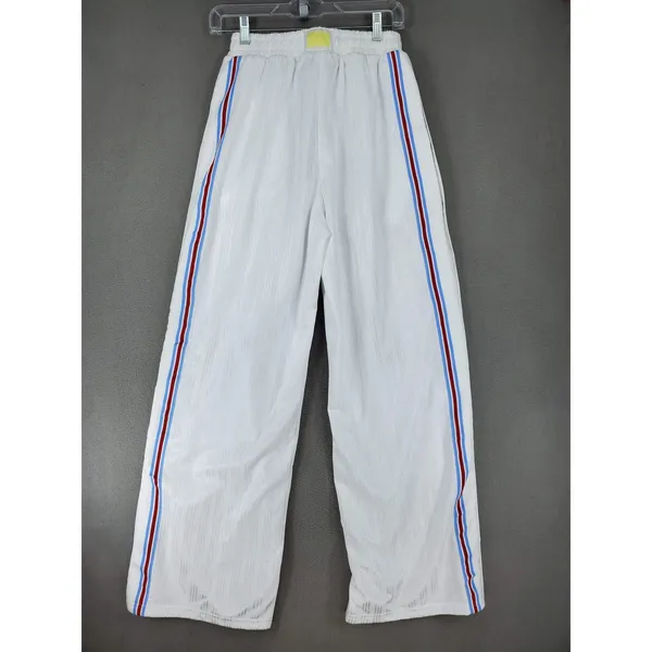 YLLW Snap Tearaway Track Pants Womens S White Striped Patch Sporty Streetwear - Image 2