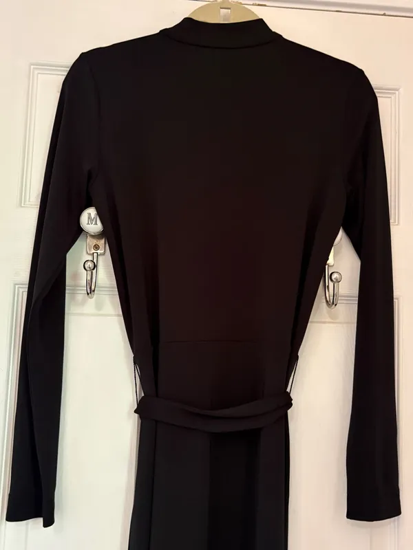 NWT!! Ann Taylor Long Sleeve Mock Neck MIDI Dress in Black with Waist Tie - Image 8