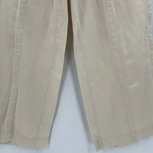 LOFT Pants Linen Cotton Blend Cropped Wide Leg Cream Seamed Women’s Size 4‎ NWT - Image 4