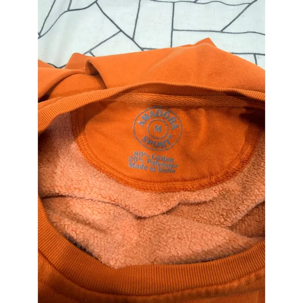 Amadora Sport Sweatshirt Med Orange Halloween Cat Graphic‎ Fleece Crewneck - Image 8