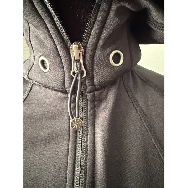 Athleta Hoodie Jacket Small Black Fleece Lined Missing Drawstring - Image 9
