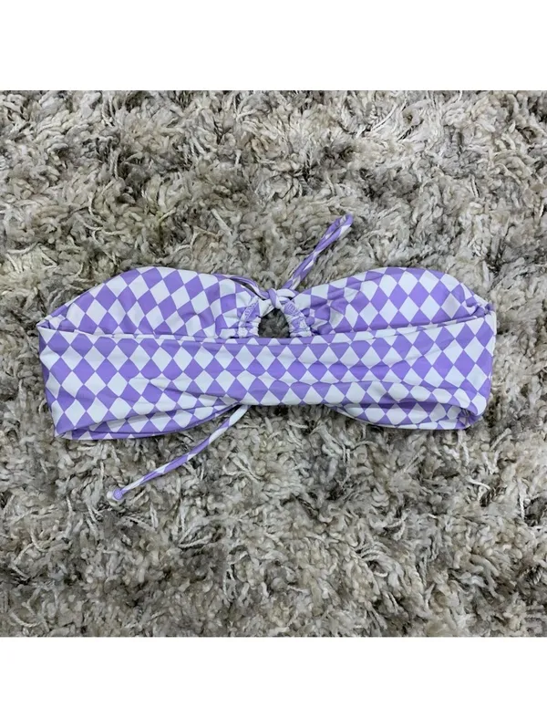 Princess Polly Purple Checkered Swim Top - Size 4 - Image 2