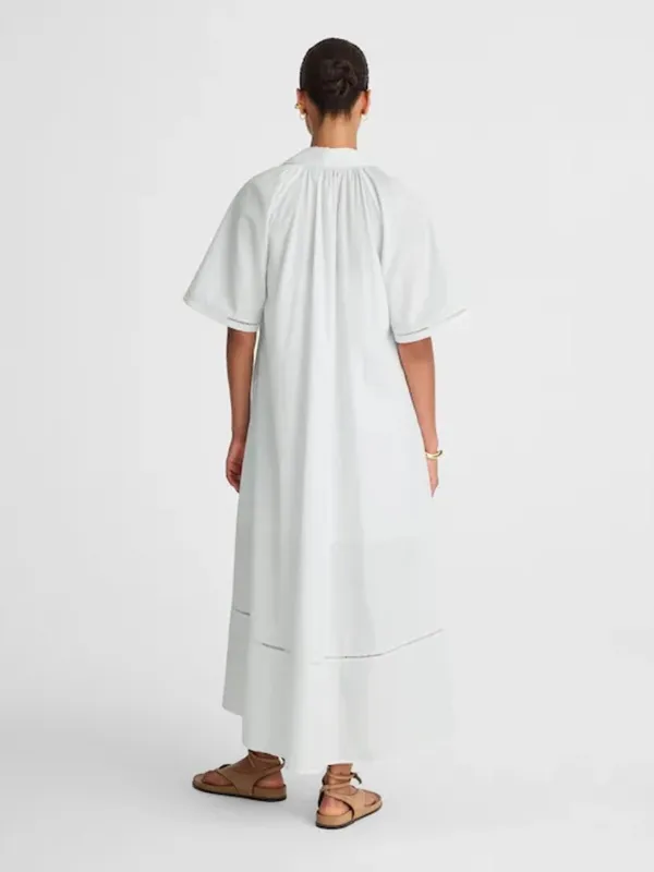 Madewell White Cotton Midi Dress NWT XXS Collared Poplin Slip Lined Summer - Image 4