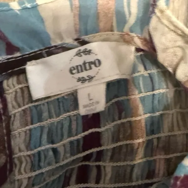Entro Abstract Smocked Neck Blouse - Image 2