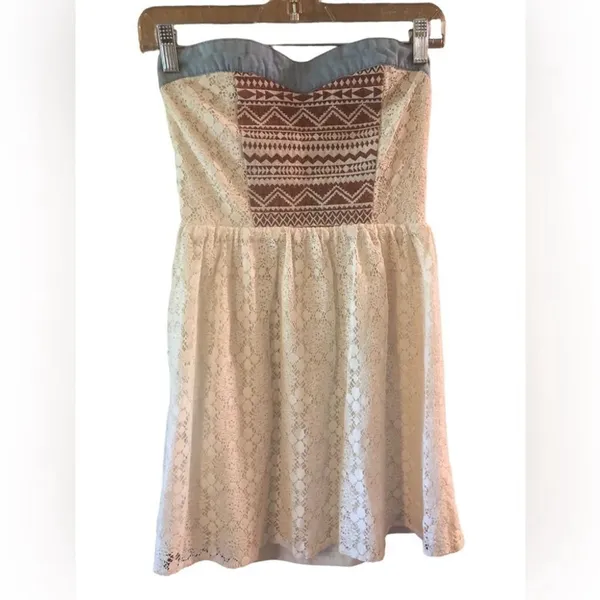 Flying Tomato A Line Fit Flare Western Lace White Blouse Dress Size M - Image 2