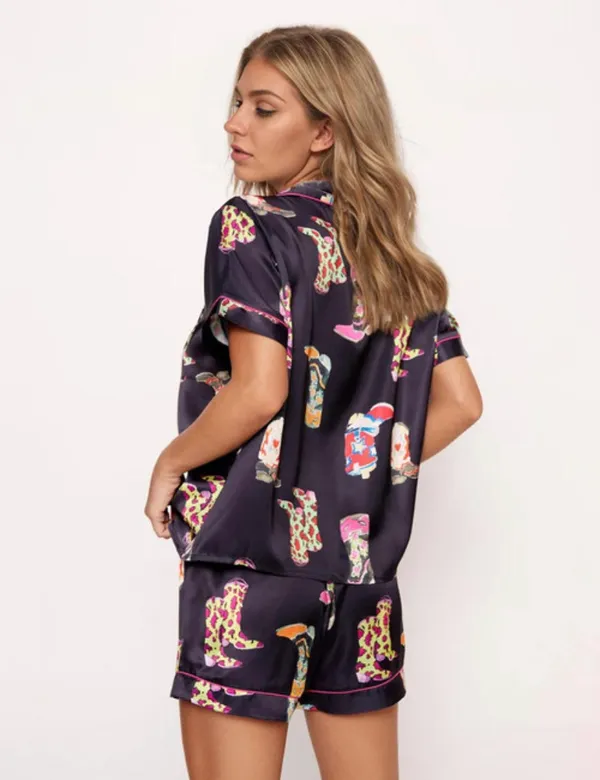 cowboy boot satin pajamas Black - Image 2