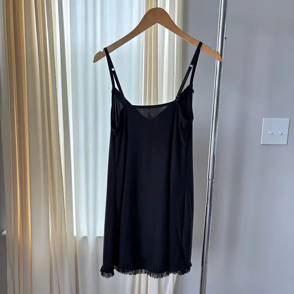 George‎ Black Slip Medium Soft Sleep Lounge Dress Ruffle Trim Coquette Babydoll - Image 9