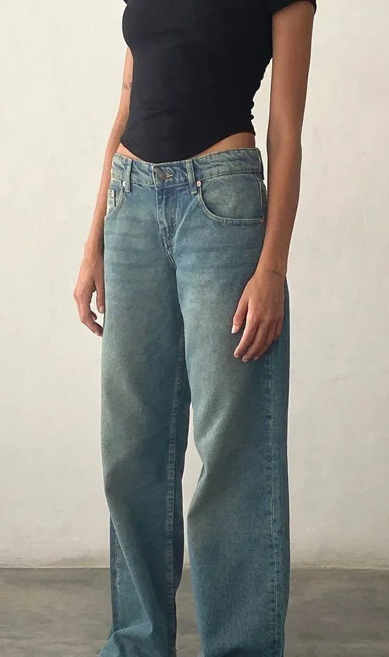 NWT motel rocks motelrocks low rise parallel vintage blue green jeans 26 32 - Image 2